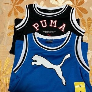 2 Puma Kids' Black and Blue Tank Tops